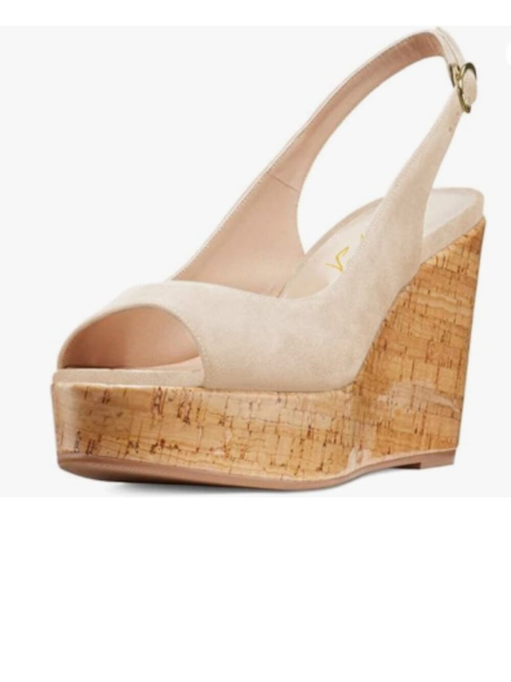 FOWT Apricot Peep Toe Slingback Platform Wedge Sandals High Heel Buckle Shoes